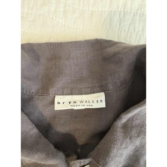 Bryn Walker 100% Linen Button Down Tunic Laggen Look Art to Wear Tan Womens M - Picture 3 of 5